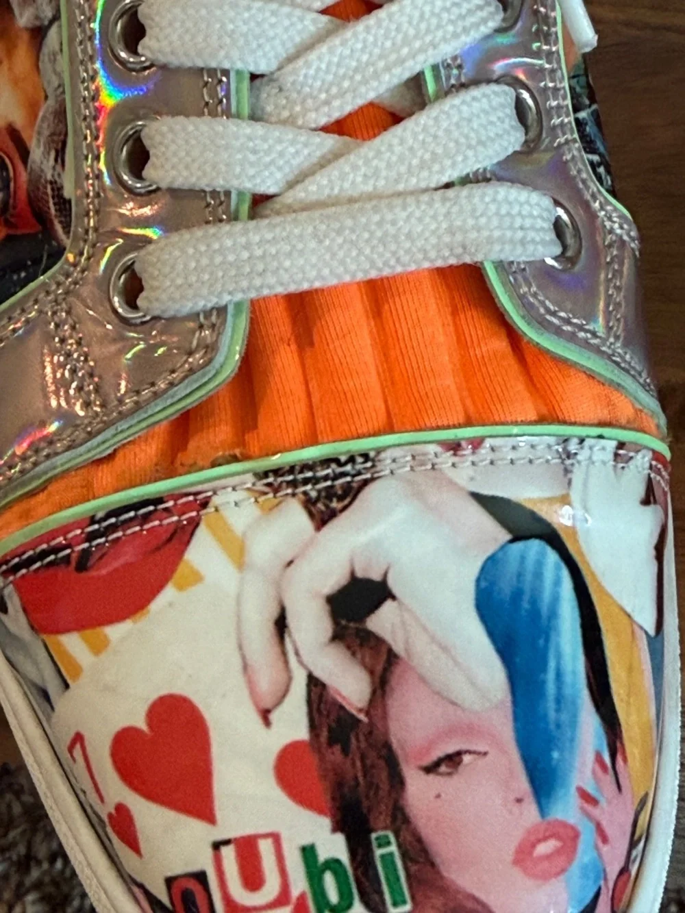 Christian Louboutin Viera Graphic Print Patent Red Sole Sneakers 38 - Picture 15 of 16